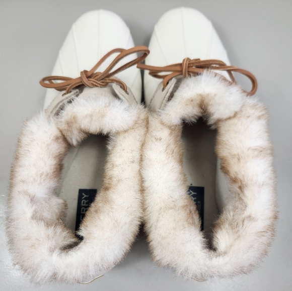 Sperry Saltwater 1-Eye Cozy Faux Fur Trim Waterproof Duck Shoes Cream US 11 - Picture 7 of 15